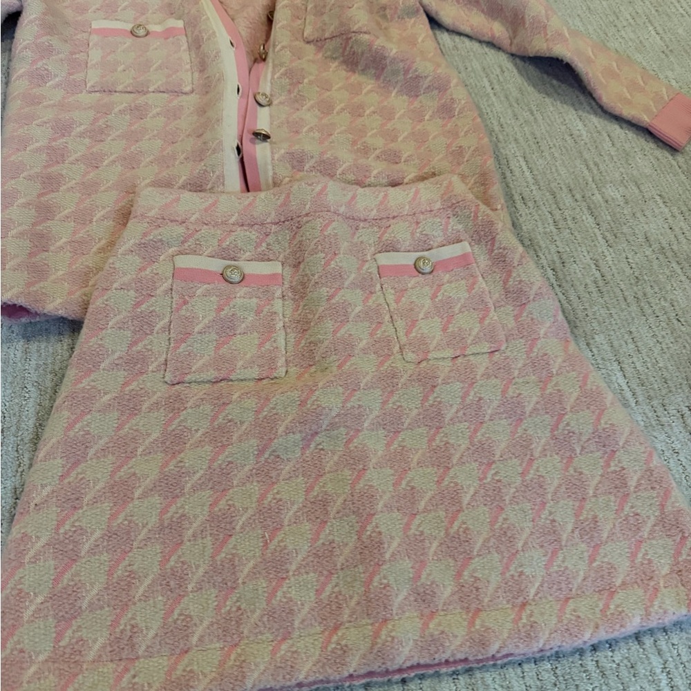 Sandro Pink and Cream Tweed Jacket & Skirt Set - Picture 4 of 6